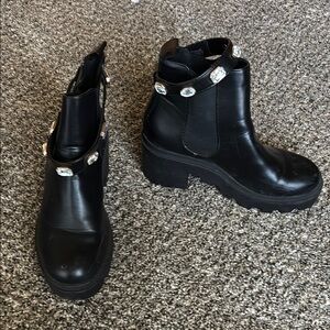 Black Ankle Boots with Embellishments